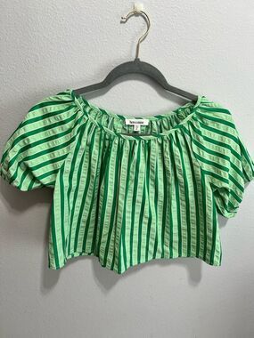 Hers & Mine Cropped Shirt Green Watermelon Sm